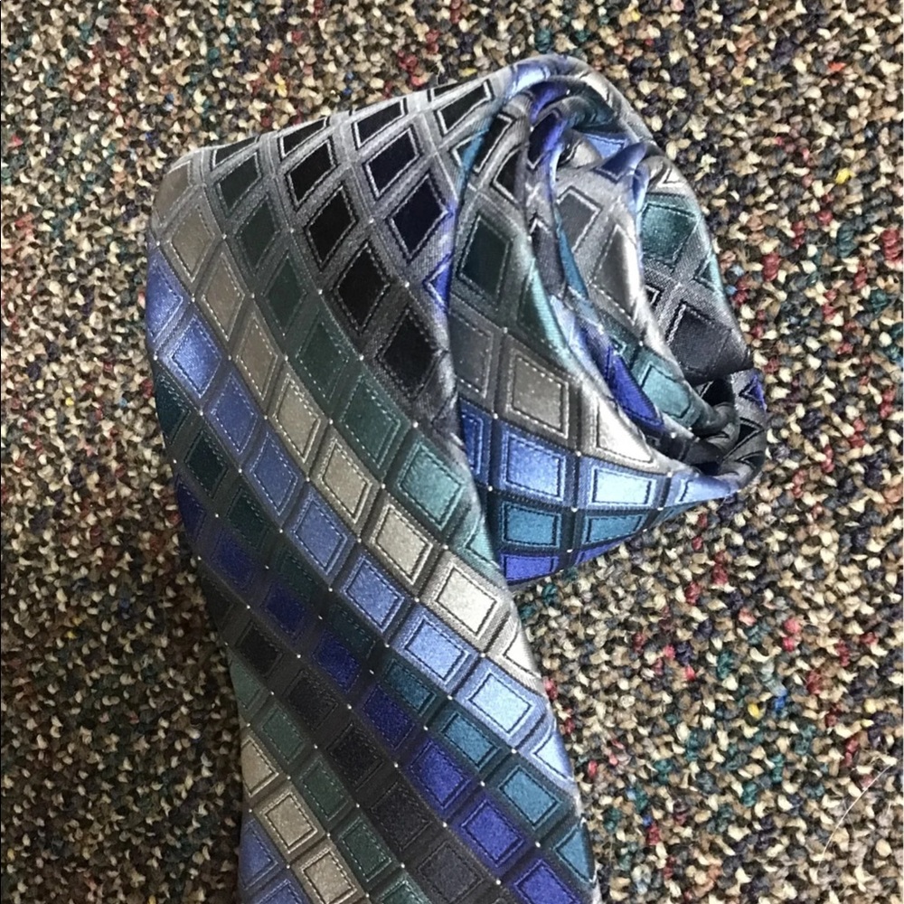 Access Silk men’s Tie  blues triangle pattern. Great for your business m…